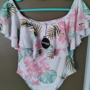Infamous Swim XL Off Shoulder One Piece Swimsuit,